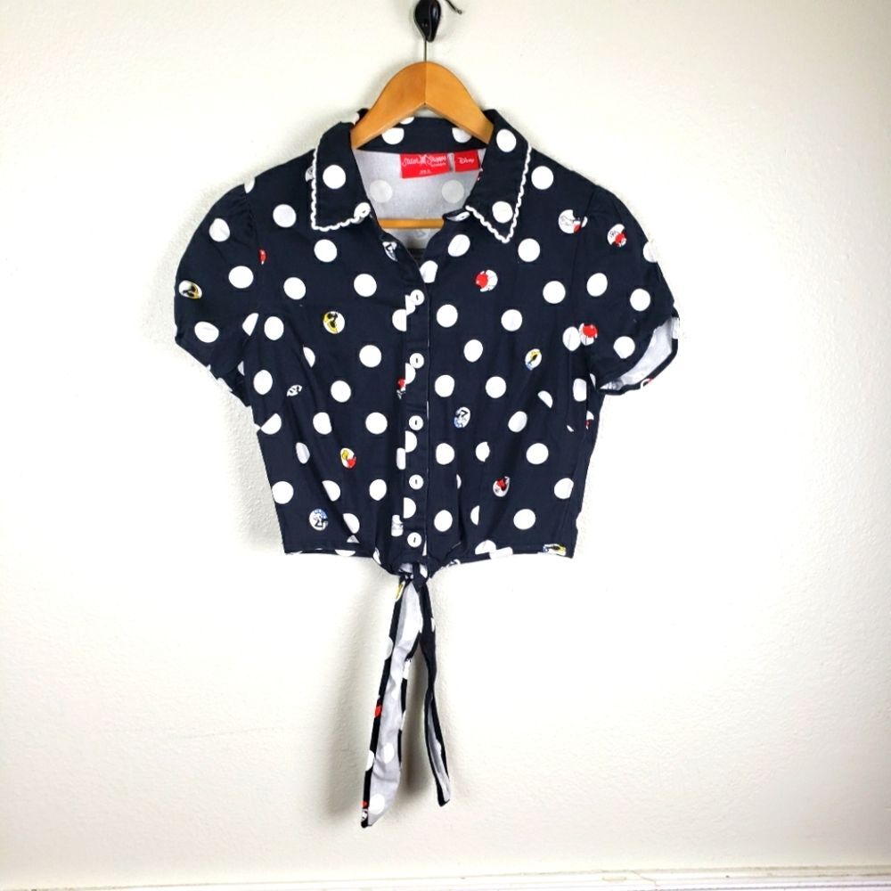 Women's Stitch Shoppe By Loungefly Polka Dot Mickey Daisy Crop Shirt Size Medium